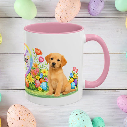 Shop our labrador retriever yellow golden puppy easter mug featuring the 11oz style option from MySisterIsASurvivor.