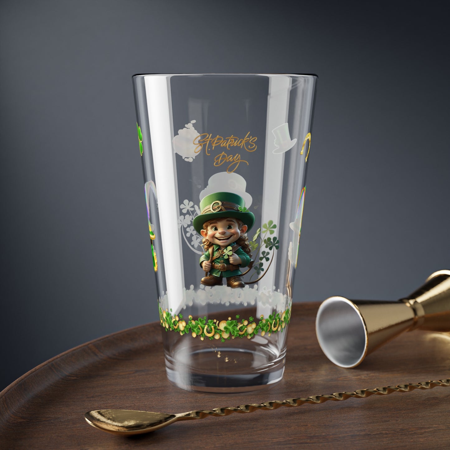 Little Luck Charm: Mindful St. Patrick's Day 16oz Pint Glasses - Festive Design for Positivity & Wellness