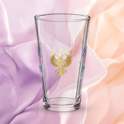Speak Out Stand Up Show Support pint glass, domestic violence advocacy gift, awareness empowerment design