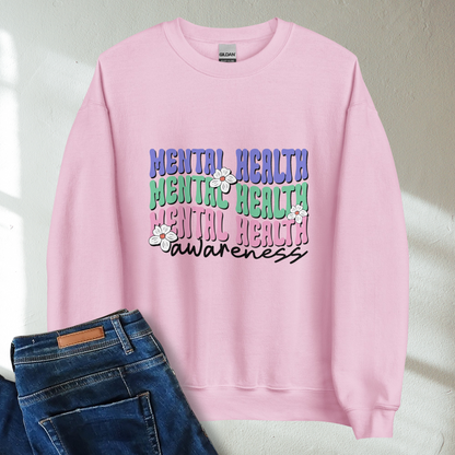 Mental Health Awareness Retro Mental Health Awareness Crew Neck Sweatshirt - Cozy & Inspirational
