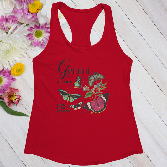 Gemini Butterfly Zodiac Women's Racerback Tank