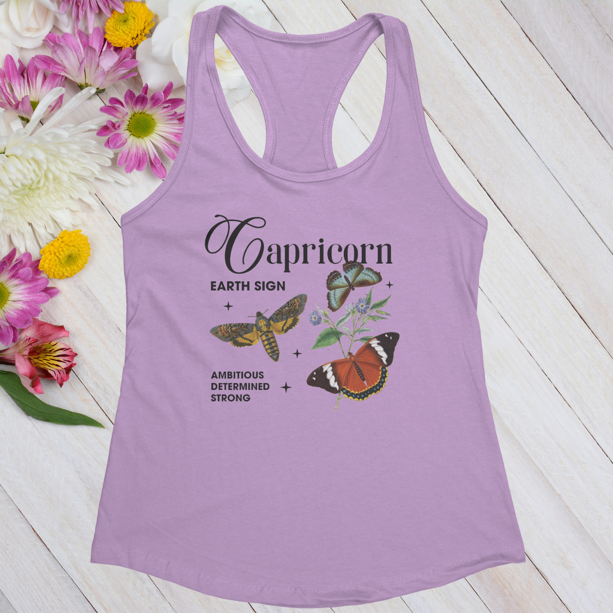 Capricorn Butterfly Zodiac Women's Racerback Tank