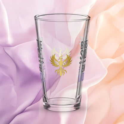 Break the Silence End the Violence pint glass, bold survivor empowerment drinkware, abuse awareness design
