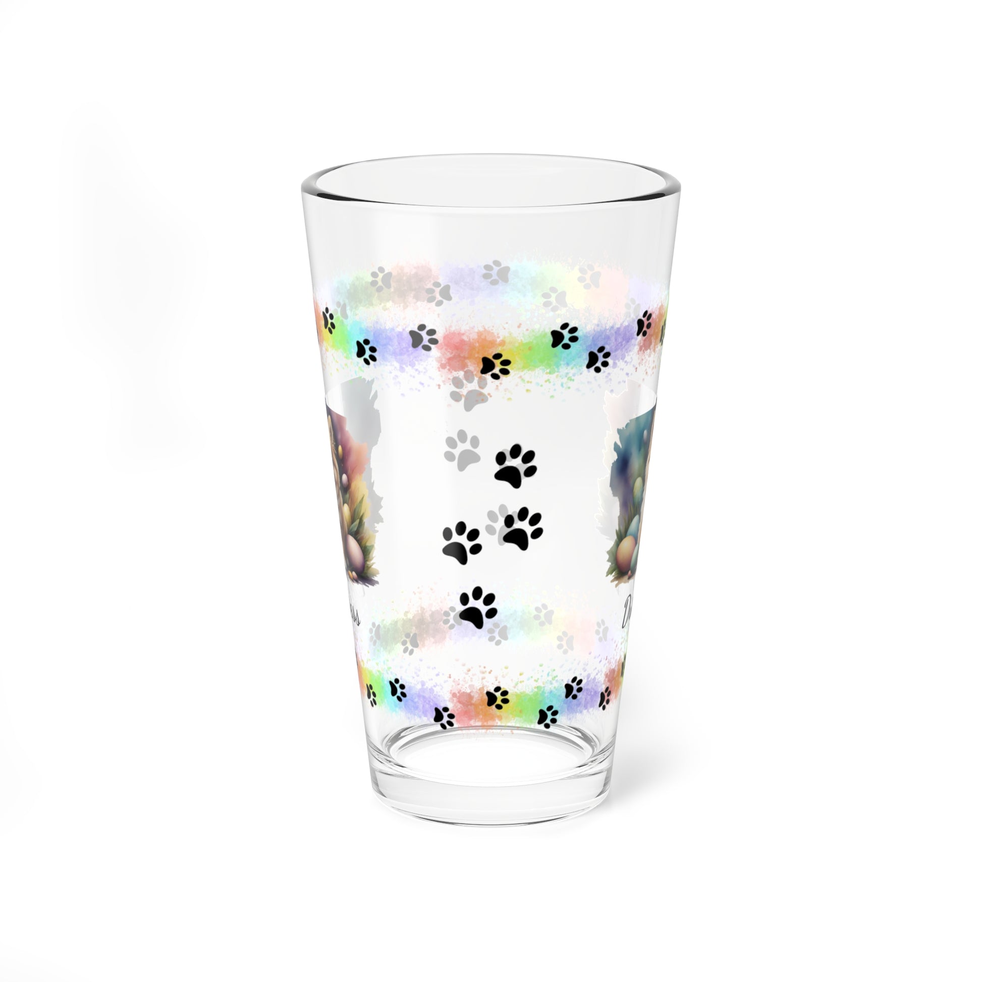 Pomeranian (Orange) Personalized Easter Puppy 16oz Pint Glass - Custom Dog Design, Mental Health Gift, Easter Décor, and Festive Celebrations