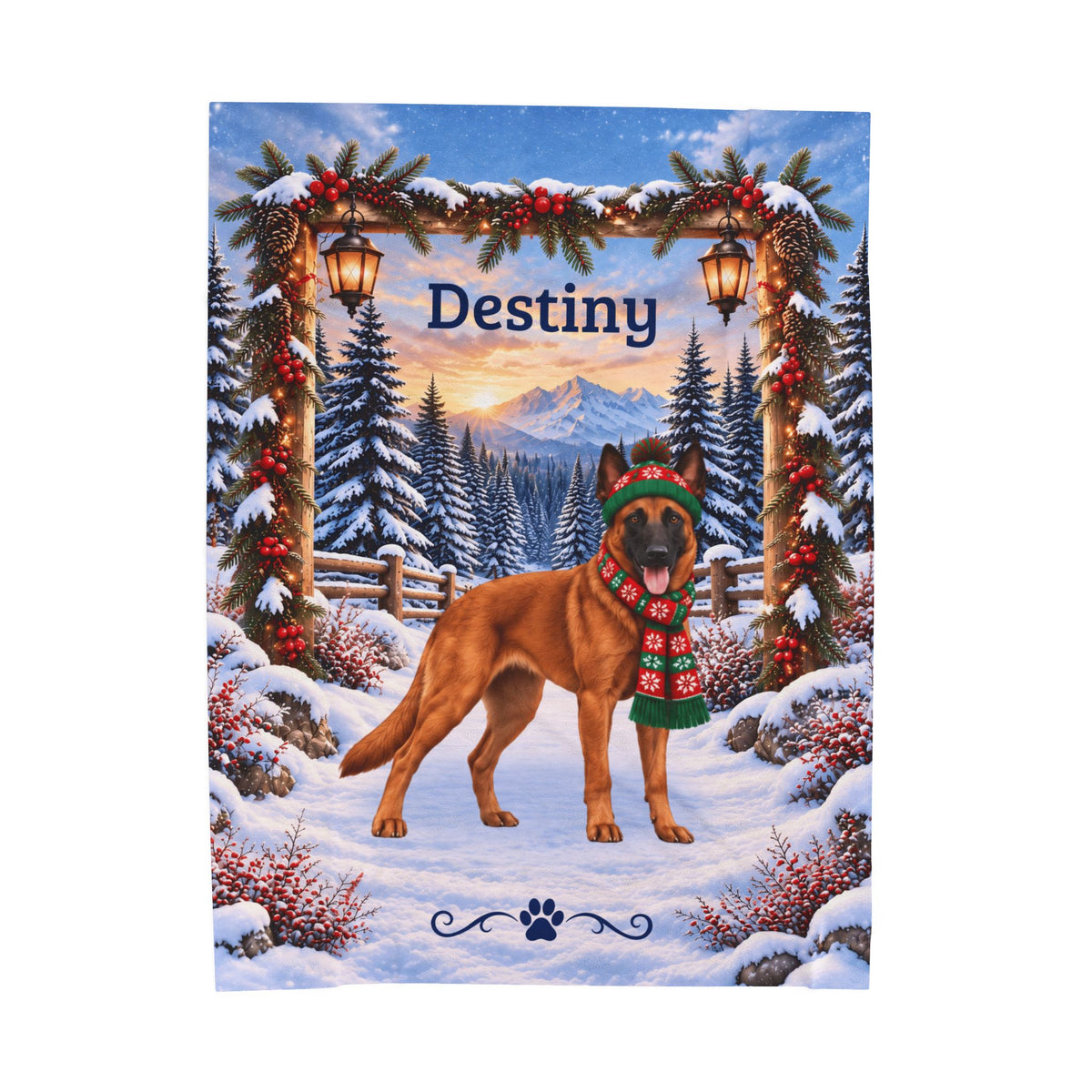 Belgian Malinois (Red Coat) - Personalized Dog Lover Blanket, Custom Name Plush Winter Sofa Throw