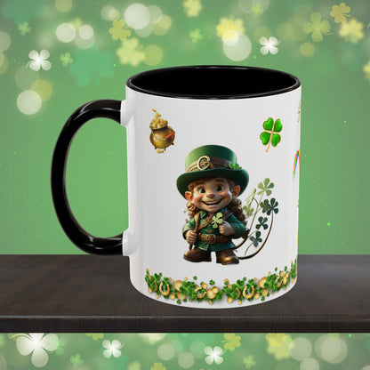 Little Luck Charm: St. Patrick's Day Two-Tone Coffee Mug - Festive Ceramic Mug for Positivity & Mindfulness