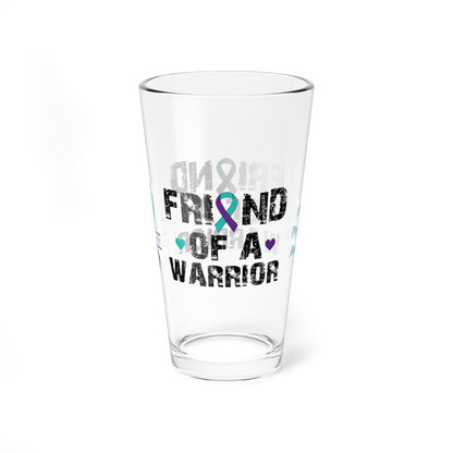 Friend of a Warrior: Personalized Suicide Prevention Awareness Warrior Pint Glass - Proud Family Member