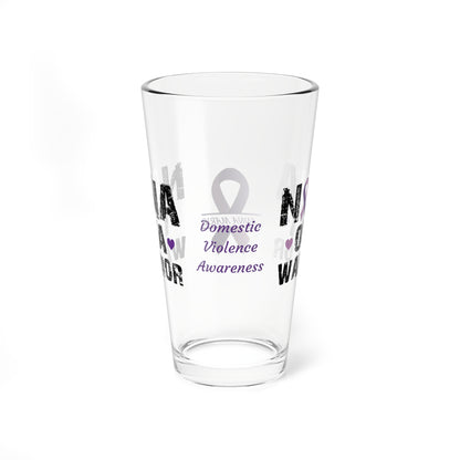 Nana of a Warrior: Personalized Domestic Violence Awareness Warrior Pint Glass - Proud Family Member