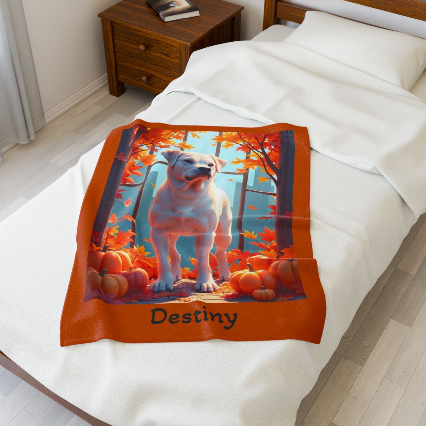 White Rottweiler velveteen plush blanket, plush personalized dog throw for Rottie parents - MySisterIsASurvivor