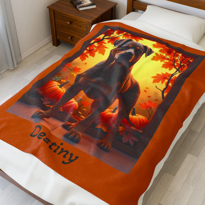 Chocolate and Tan Rottweiler velveteen plush blanket, personalized dog throw for Rottweiler owners - MySisterIsASurvivor