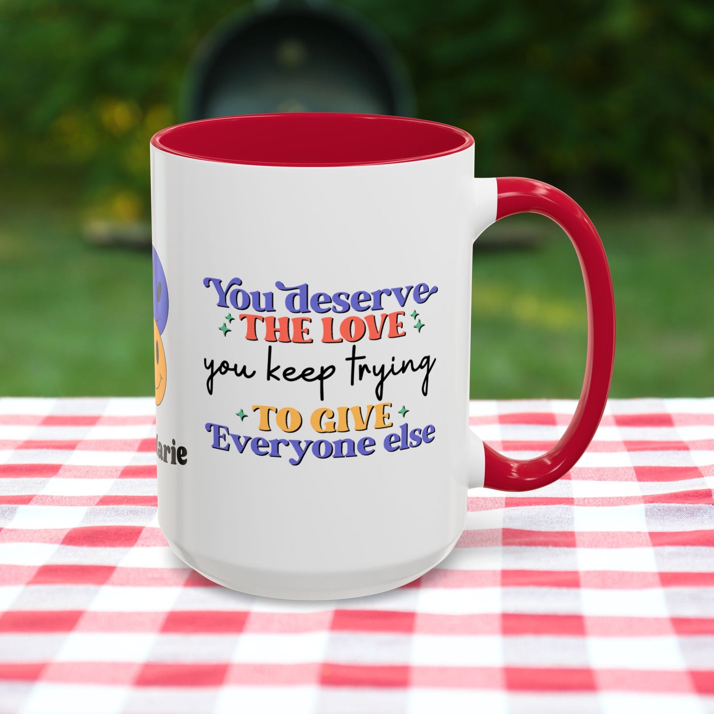You Deserve the Love You Keep Trying to Give Everyone Else - Custom Retro Self-Care Mug for Emotional Wellness