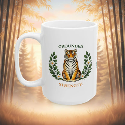 Shop our premium grounded strength tiger mug from MySisterIsASurvivor.