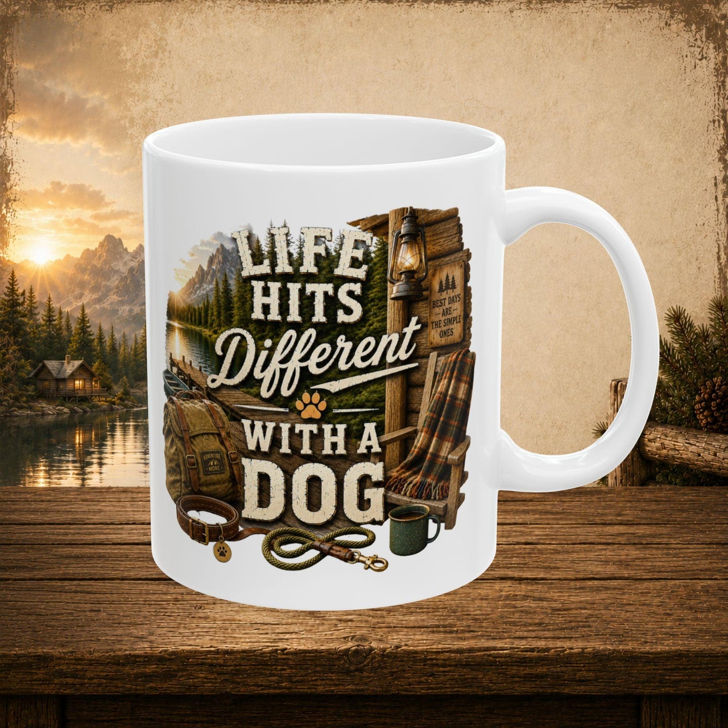 Shop our premium life hits different with a dog mug from MySisterIsASurvivor.