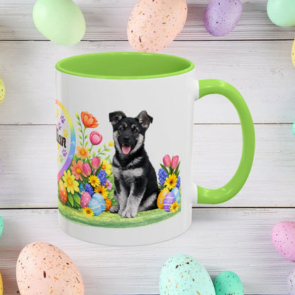 Shop our german shepherd black silver puppy easter mug featuring the 11oz style option from MySisterIsASurvivor.