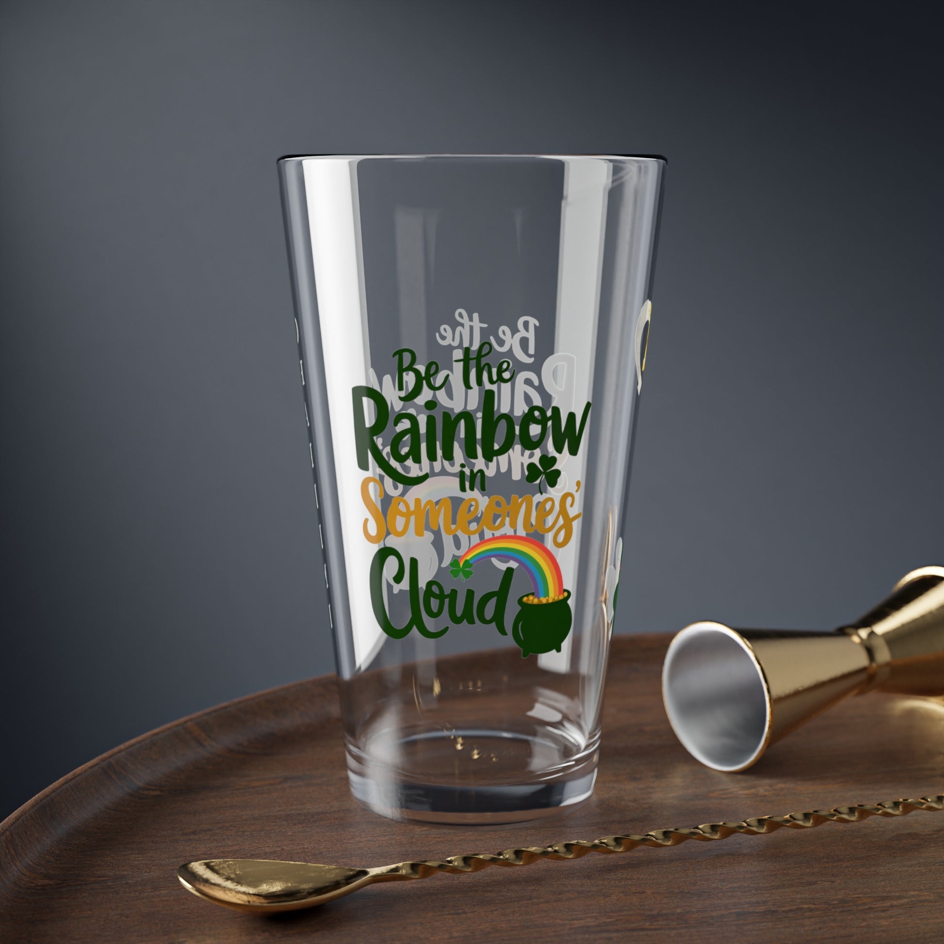 Be The Rainbow In Someones Cloud: Personalized St. Patrick's Day Pint Glass - Customizable Name for Happiness and Positivity