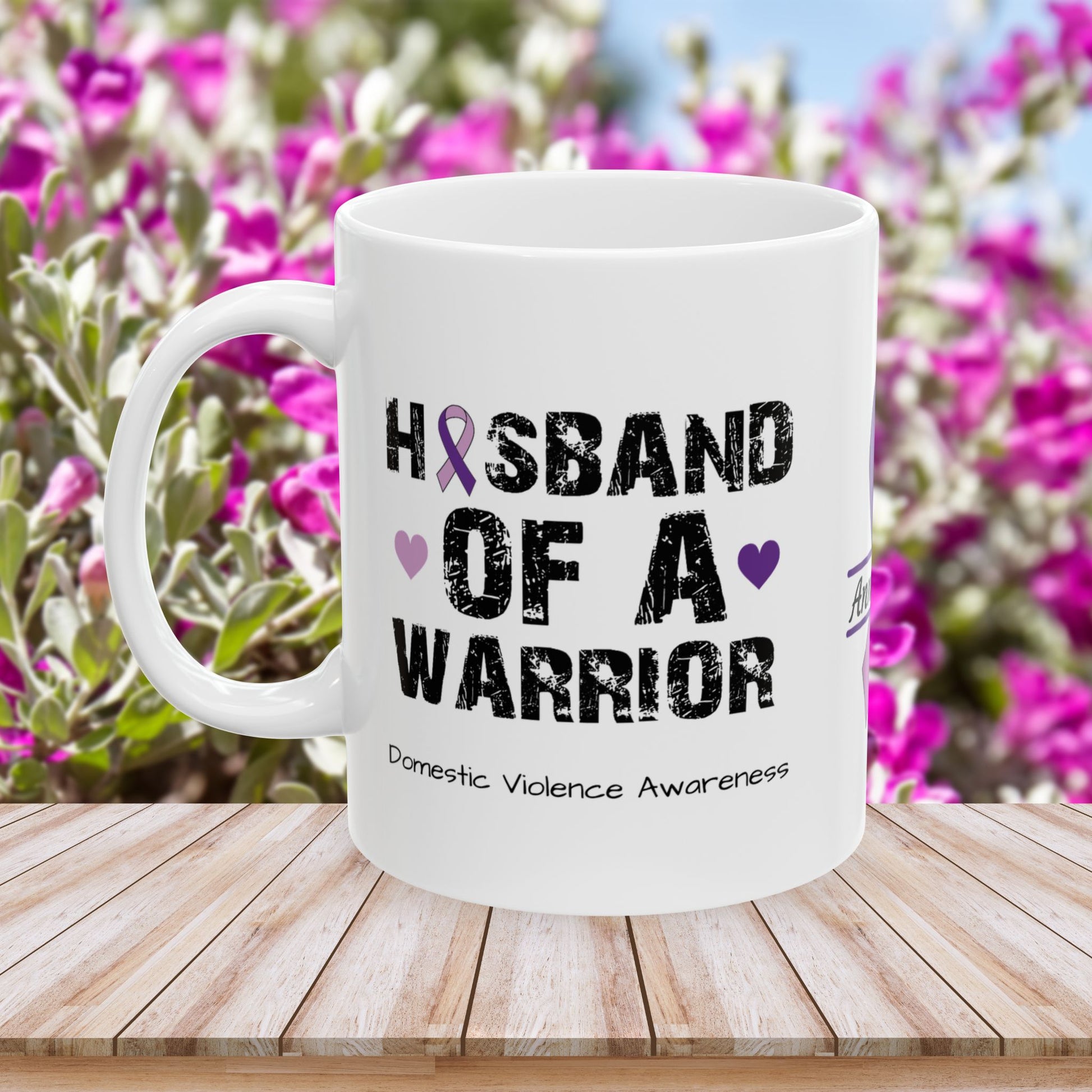 Husband of a Warrior - Personalized Domestic Violence Awareness Gift, Empowerment and Resilience Ceramic Mug, Support for Survivors