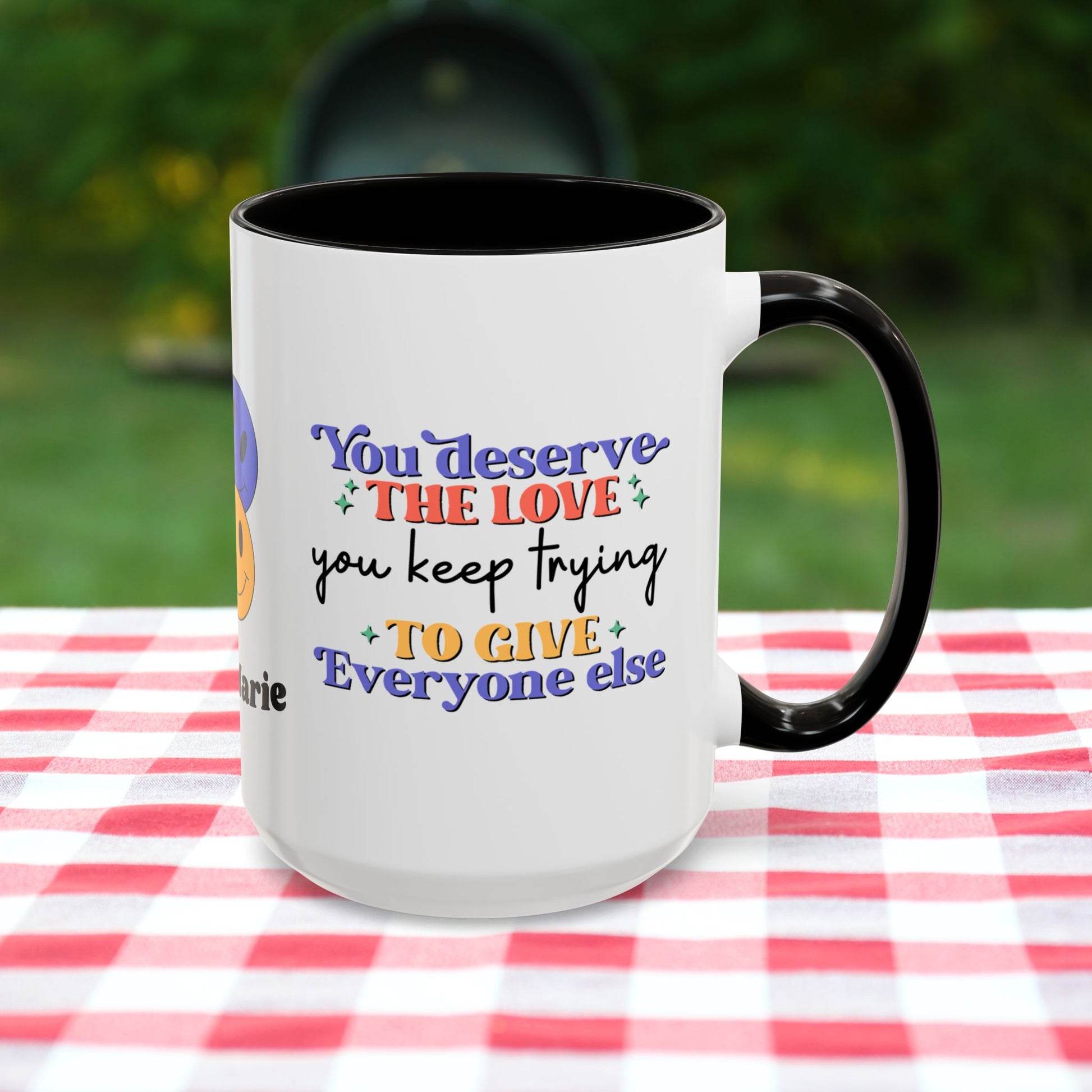 You Deserve the Love You Keep Trying to Give Everyone Else - Custom Retro Self-Care Mug for Emotional Wellness