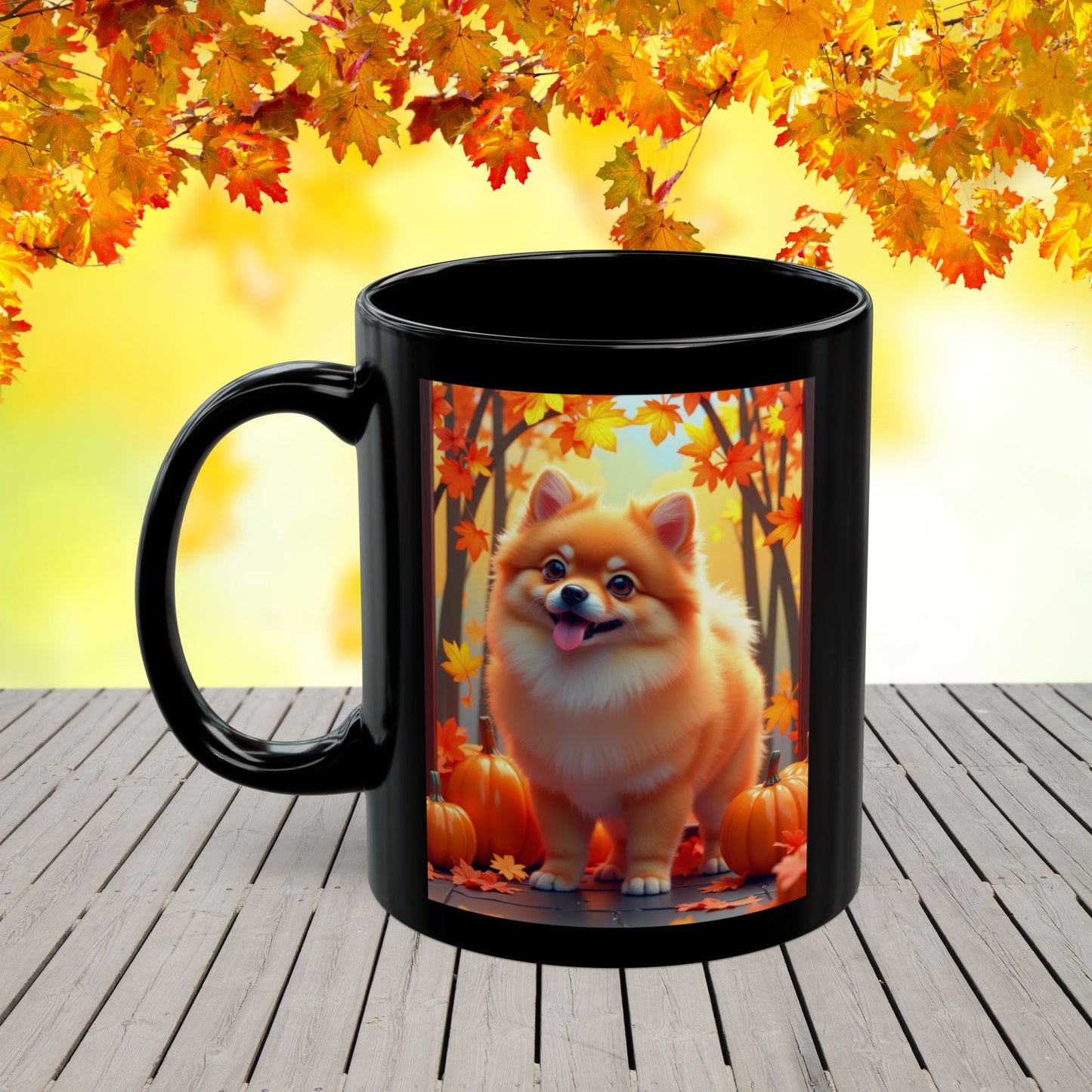 Pomeranian Orange - Personalized autumn coffee mug, cozy fall dog cup for Pomeranian parents