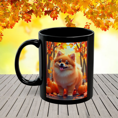 Pomeranian Orange - Personalized autumn coffee mug, cozy fall dog cup for Pomeranian parents