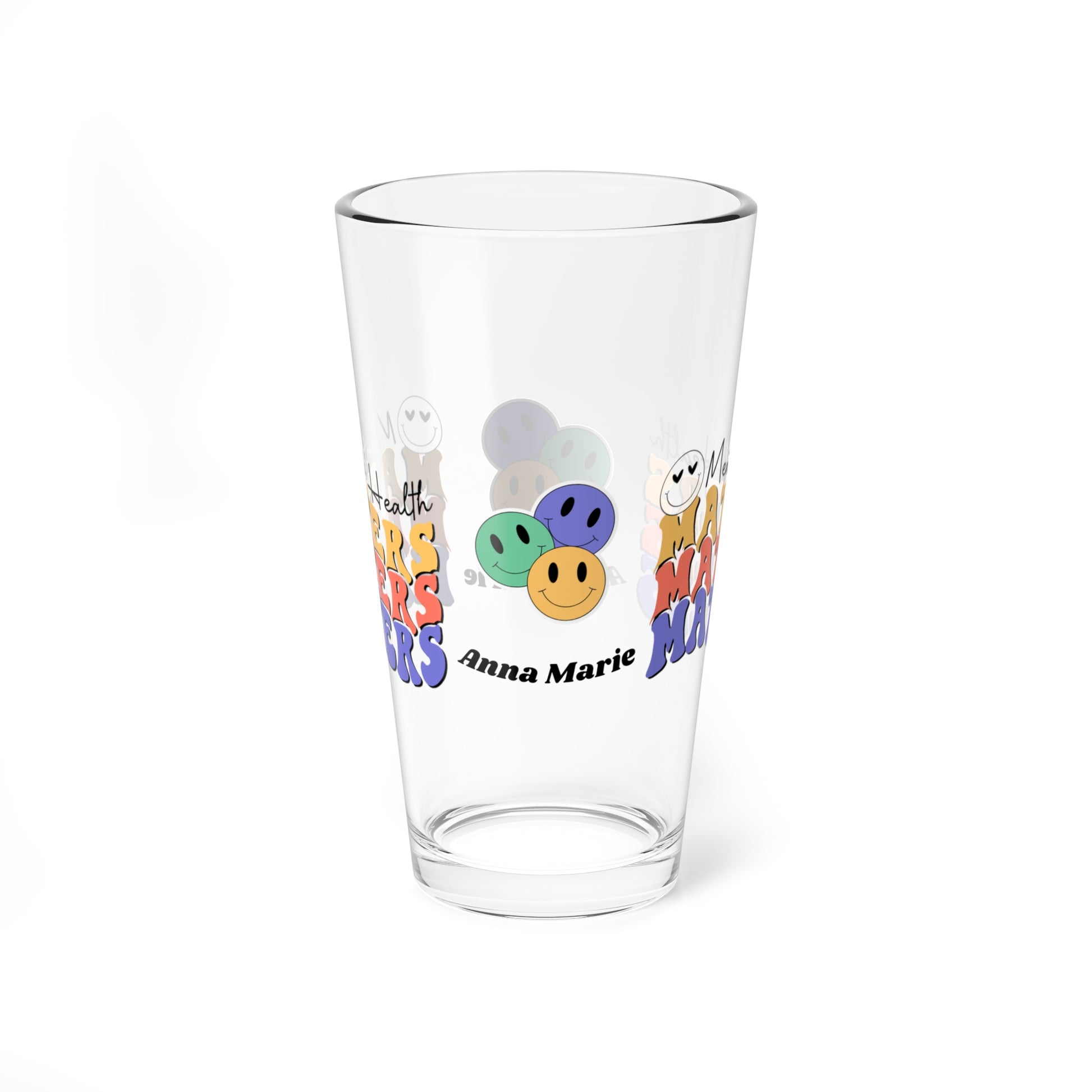 Mental Health Matters retro pint glass with clear personalized mental health quote