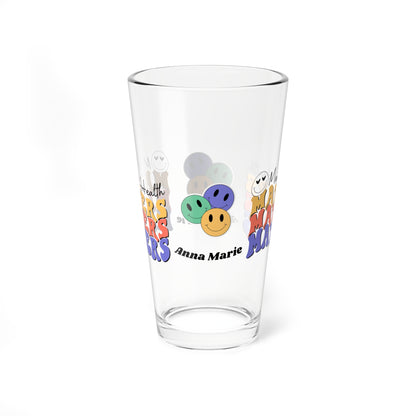 Mental Health Matters retro pint glass with clear personalized mental health quote