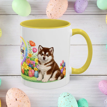 Shop our alaskan malamute red white puppy easter mug featuring the 15oz style option from MySisterIsASurvivor.