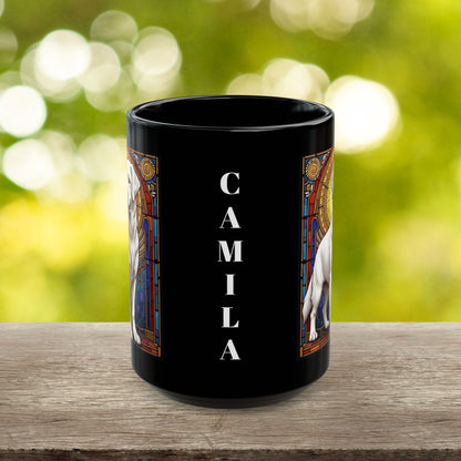 White Golden Retriever stained glass style personalized mug, custom coffee cup for Golden dog lovers