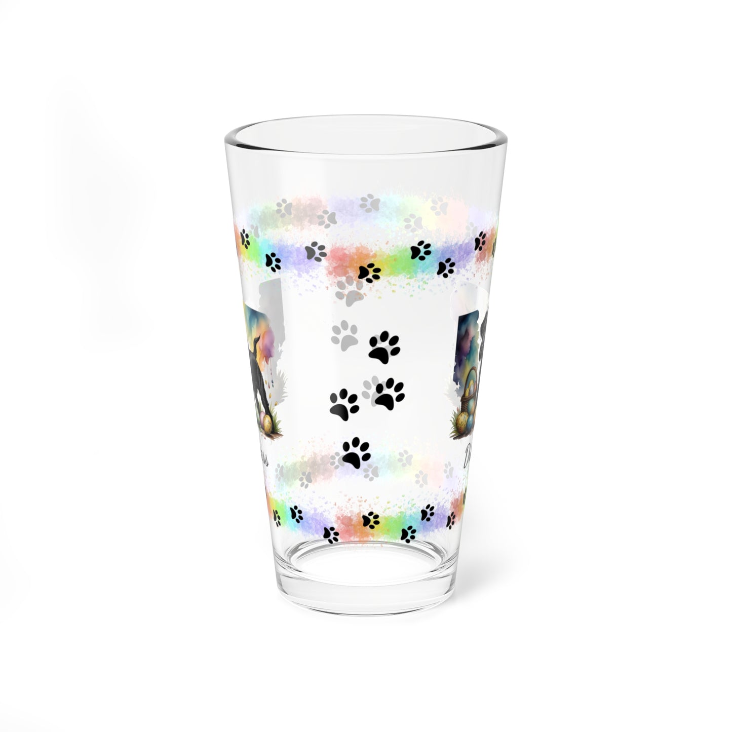 Schnauzer (Black) Personalized Easter Puppy 16oz Pint Glass - Custom Dog Design, Mental Health Gift, Easter Décor, and Festive Celebrations
