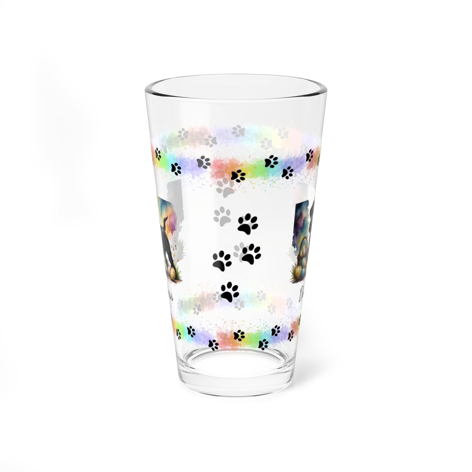 Schnauzer (Black) Personalized Easter Puppy 16oz Pint Glass - Custom Dog Design, Mental Health Gift, Easter Décor, and Festive Celebrations