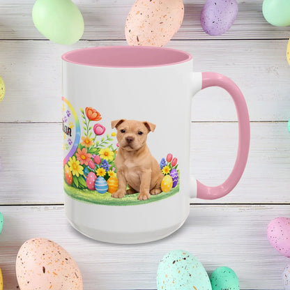 Shop our pitbull fawn puppy easter mug featuring the 15oz style option from MySisterIsASurvivor.