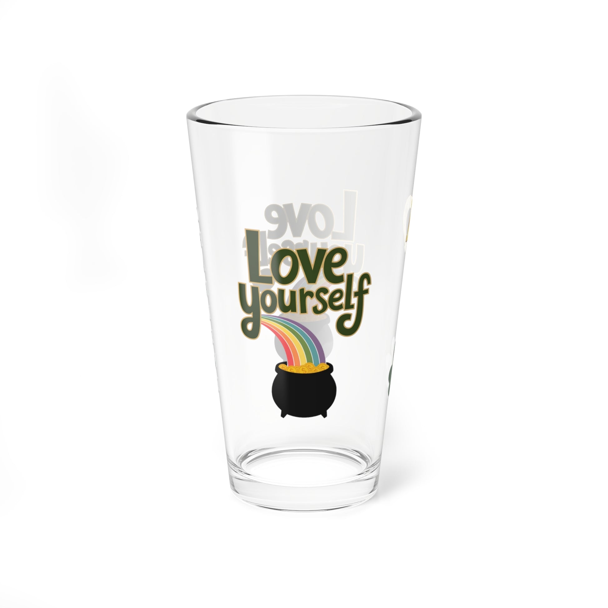 Love Yourself: Personalized St. Patrick's Day Pint Glass - Customizable Name for Happiness and Positivity