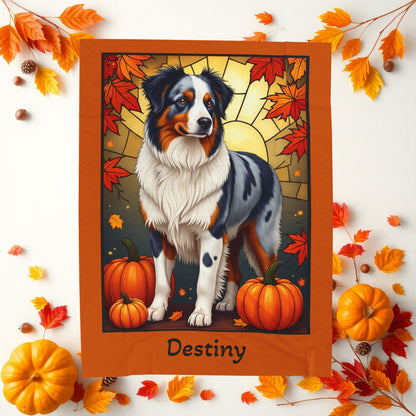 Australian Shepherd Blue Merle Coat Velveteen Blanket, Personalized Dog Throw, Custom Herding Companion Gift