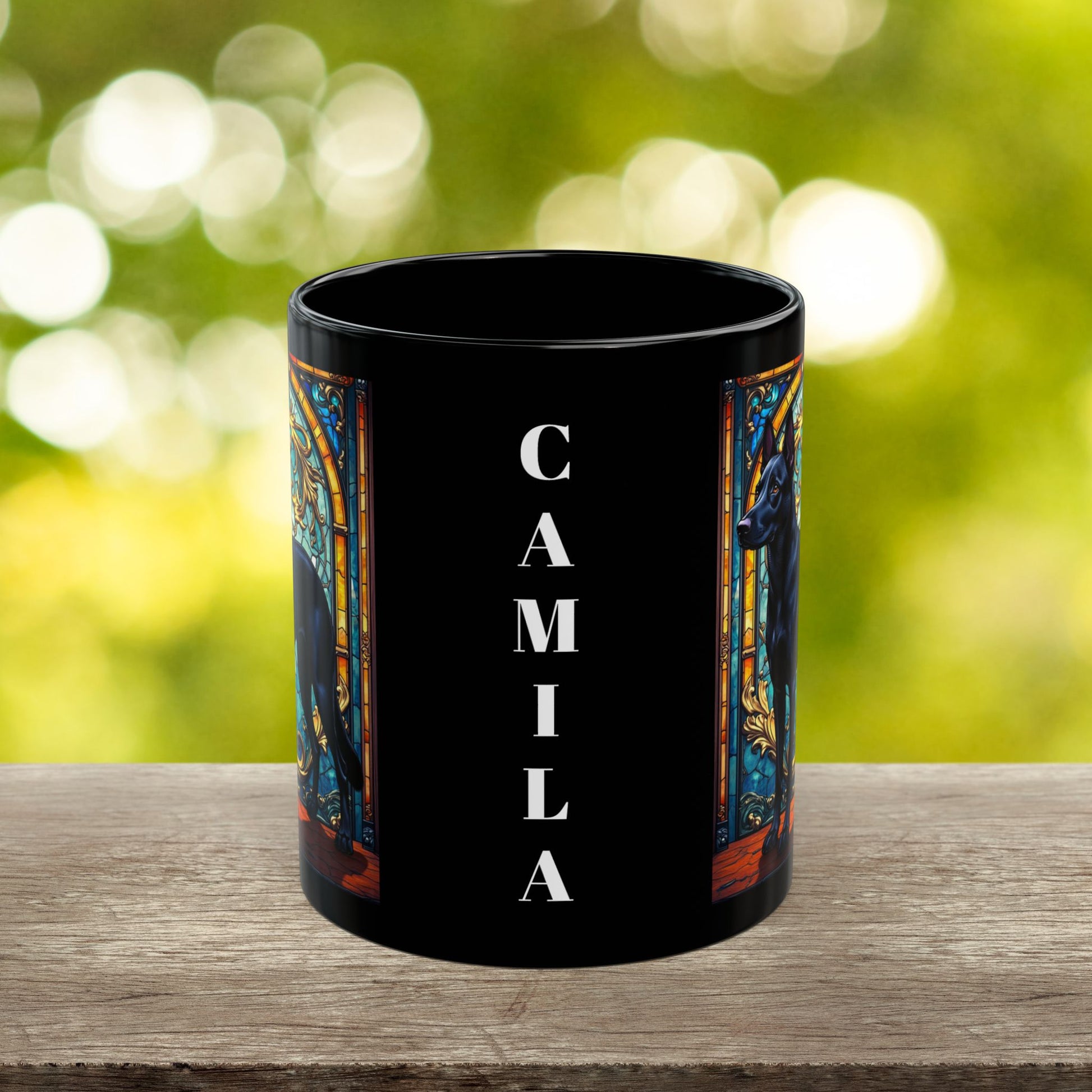 Belgian Malinois black coat custom dog name mug for pet lovers