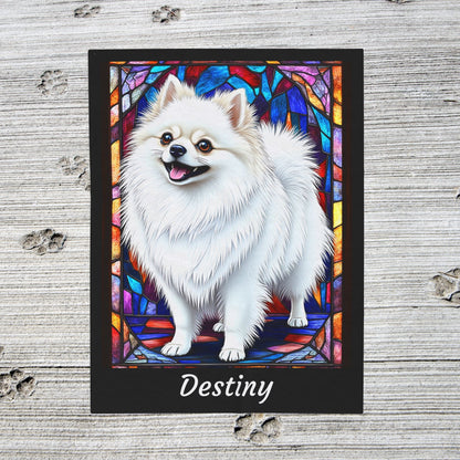 Pomeranian White Coat Blanket, Velveteen Plush Stained Glass Dog Throw, Custom Pet Lover Gift