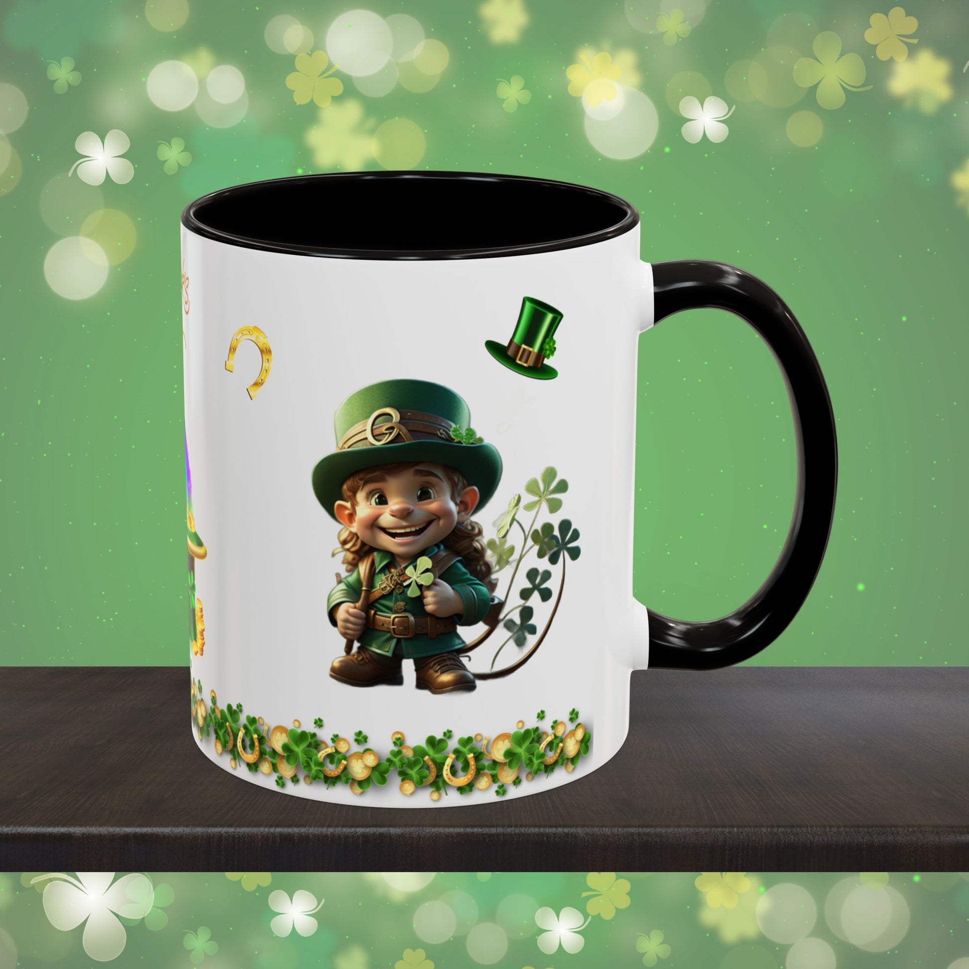 Little Luck Charm: St. Patrick's Day Two-Tone Coffee Mug - Festive Ceramic Mug for Positivity & Mindfulness