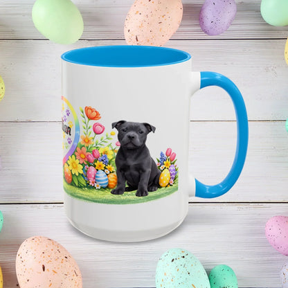 Shop our pitbull blue puppy easter mug featuring the 15oz style option from MySisterIsASurvivor.