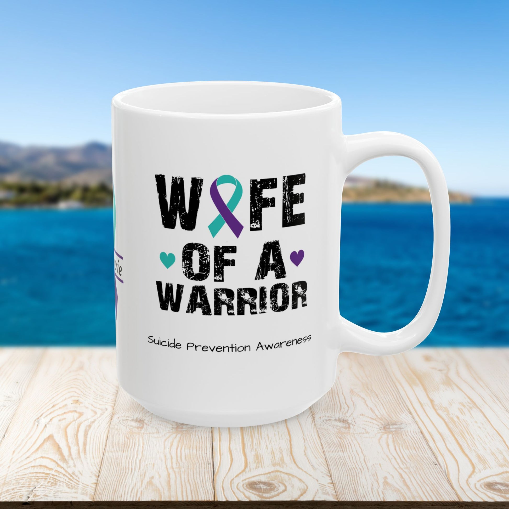 Wife of a Warrior - Personalized Suicide Prevention Awareness Gift, Empowerment and Resilience Ceramic Mug, Support for Survivors