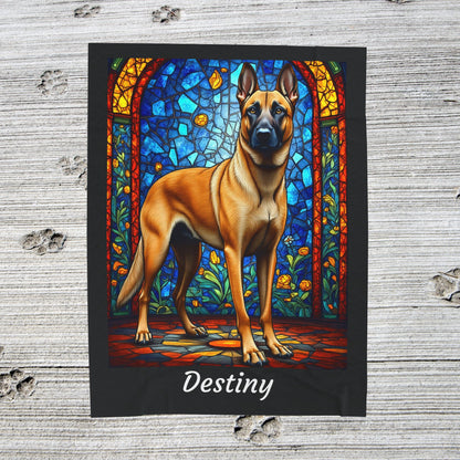 Belgian Malinois Fawn Coat Velveteen Blanket, Artistic Dog Throw, Custom Gift for Dog Owners