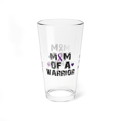 Mom of a Warrior: Personalized Domestic Violence Awareness Warrior Pint Glass - Proud Family Member