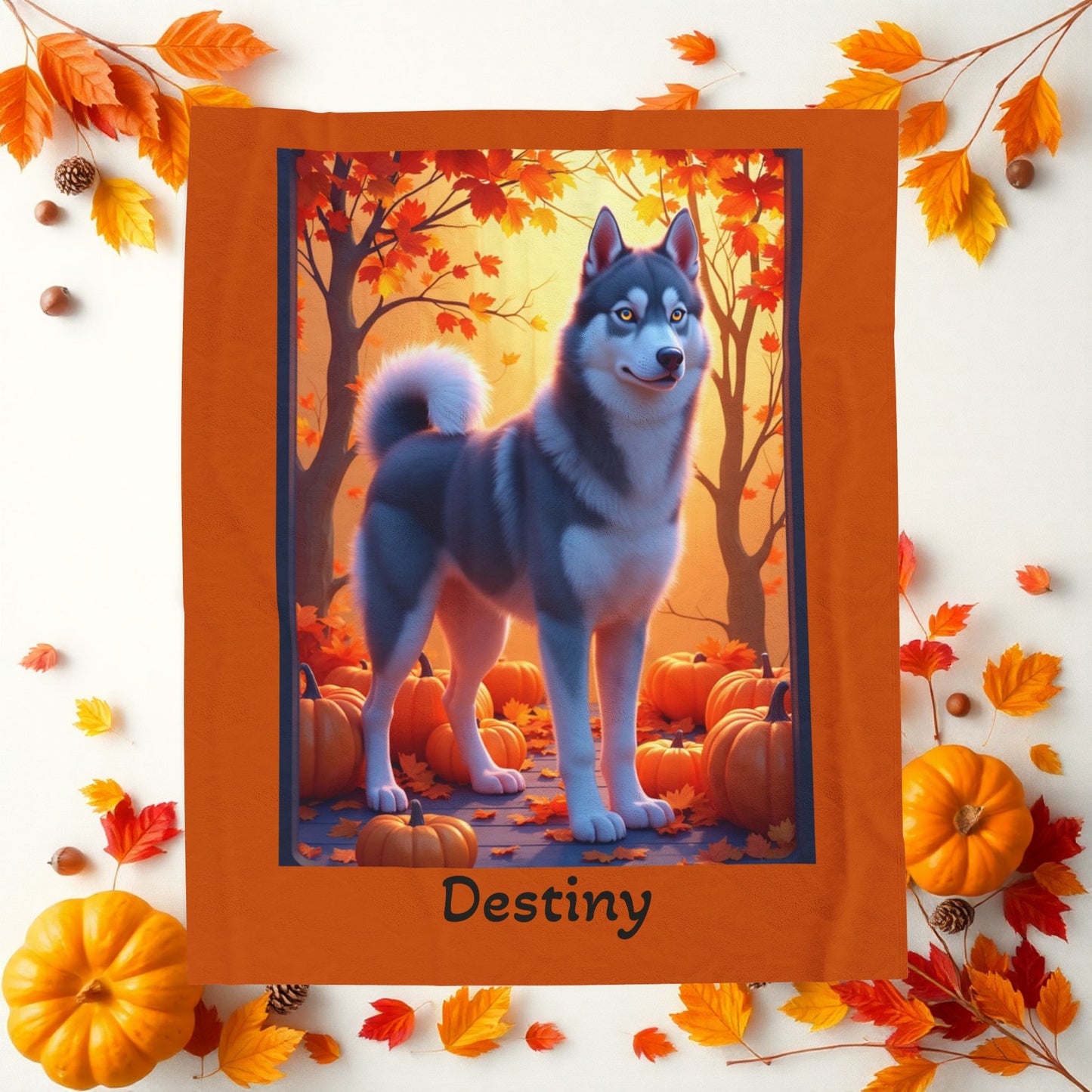 Dark Grey Husky amber eyes velveteen plush blanket, personalized dog throw for Husky fans - MySisterIsASurvivor