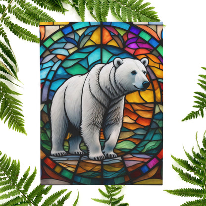A polar bear blanket in stained glass style that brings arctic charm and peaceful coziness.