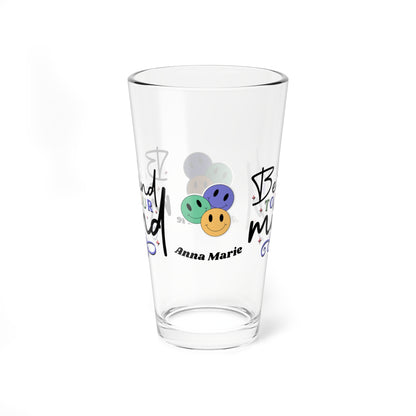 Be Kind to Your Mind retro mental health pint glass with personalized clear glass
