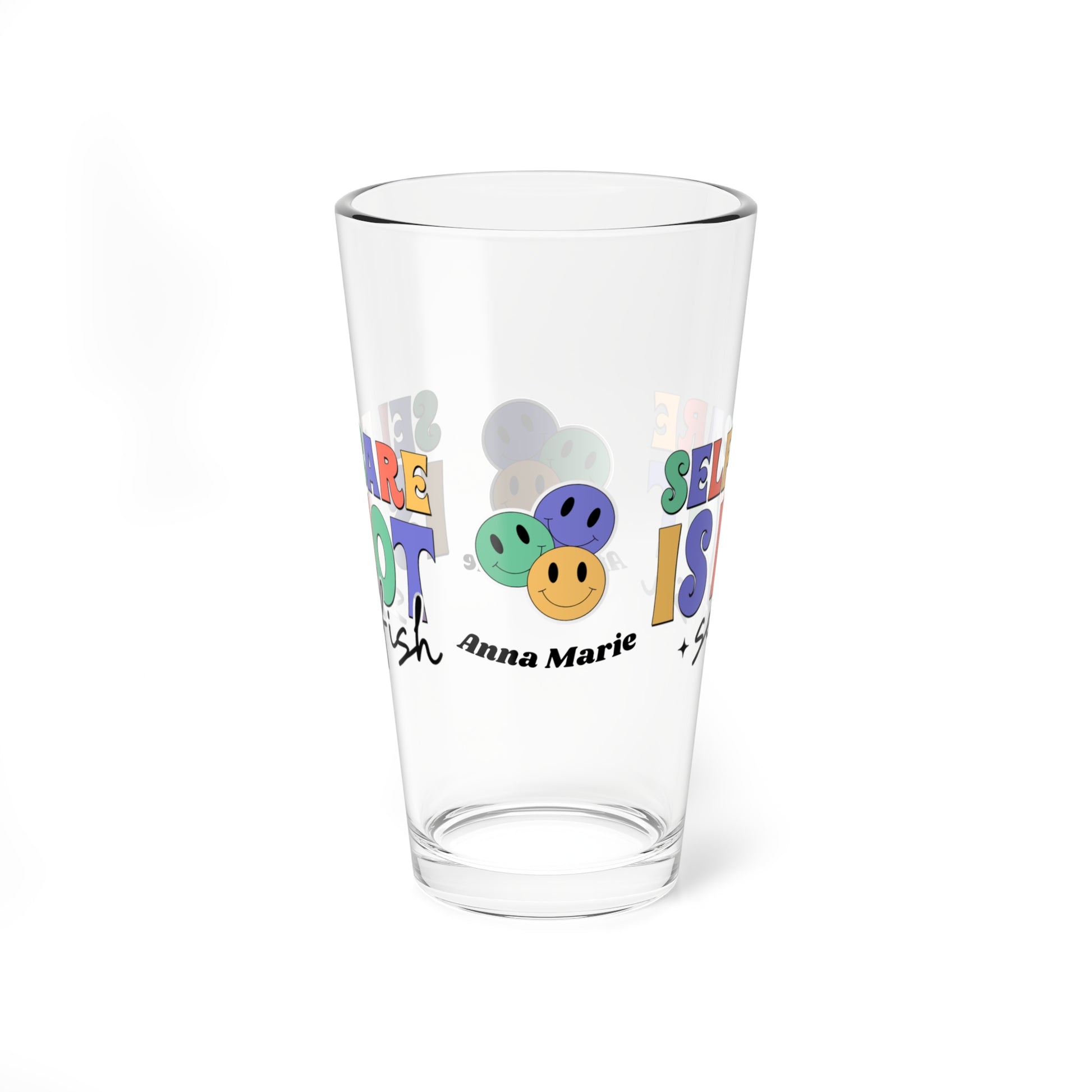 Self-Care is Not Selfish retro pint glass with personalized clear drinkware