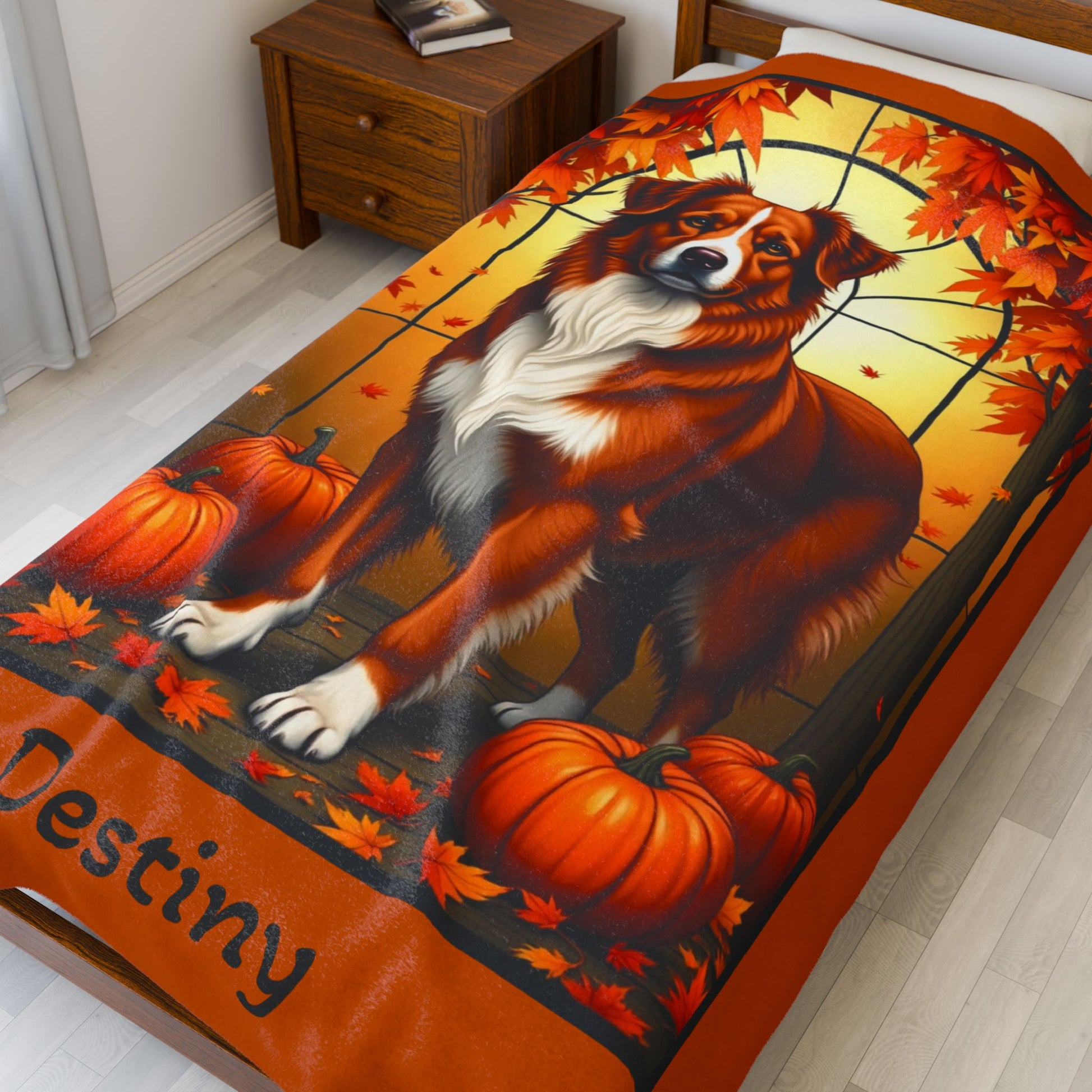 Australian Shepherd Red Coat Velveteen Blanket, Custom Plush Dog Throw, Personalized Aussie Lover Gift