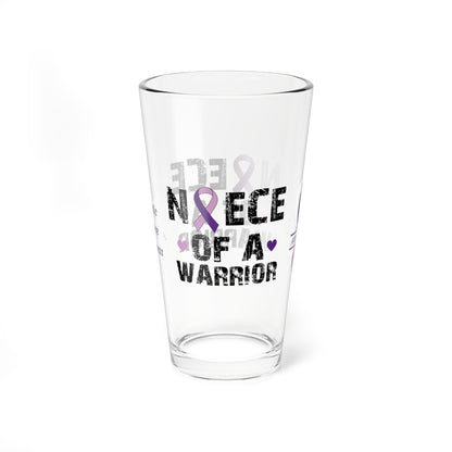 Niece of a Warrior: Personalized Domestic Violence Awareness Warrior Pint Glass - Proud Family Member