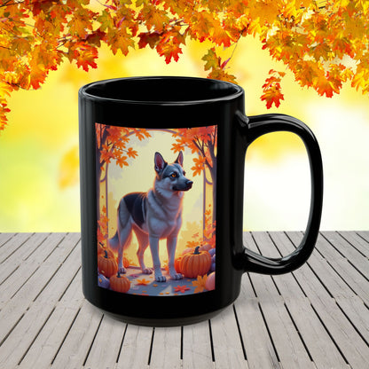 Black & Silver German Shepherd Autumn Personalized Mug - Custom Dog Owner Gift for Cozy Fall Days