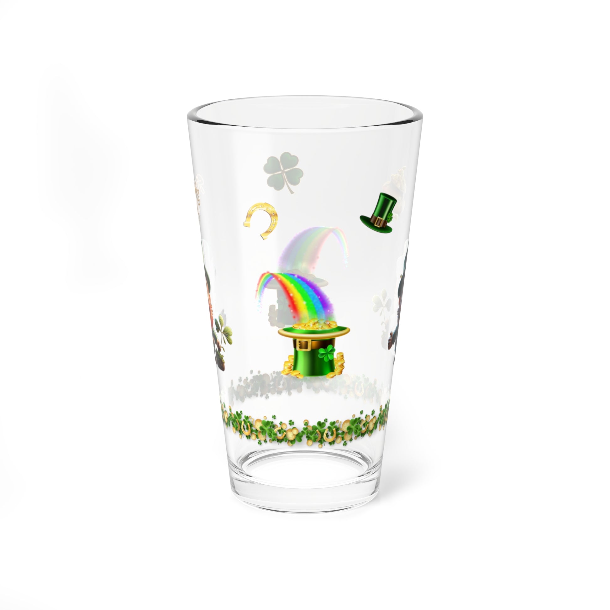 Leprechaun Glee: Mindful St. Patrick's Day 16oz Pint Glasses - Festive Design for Positivity & Wellness