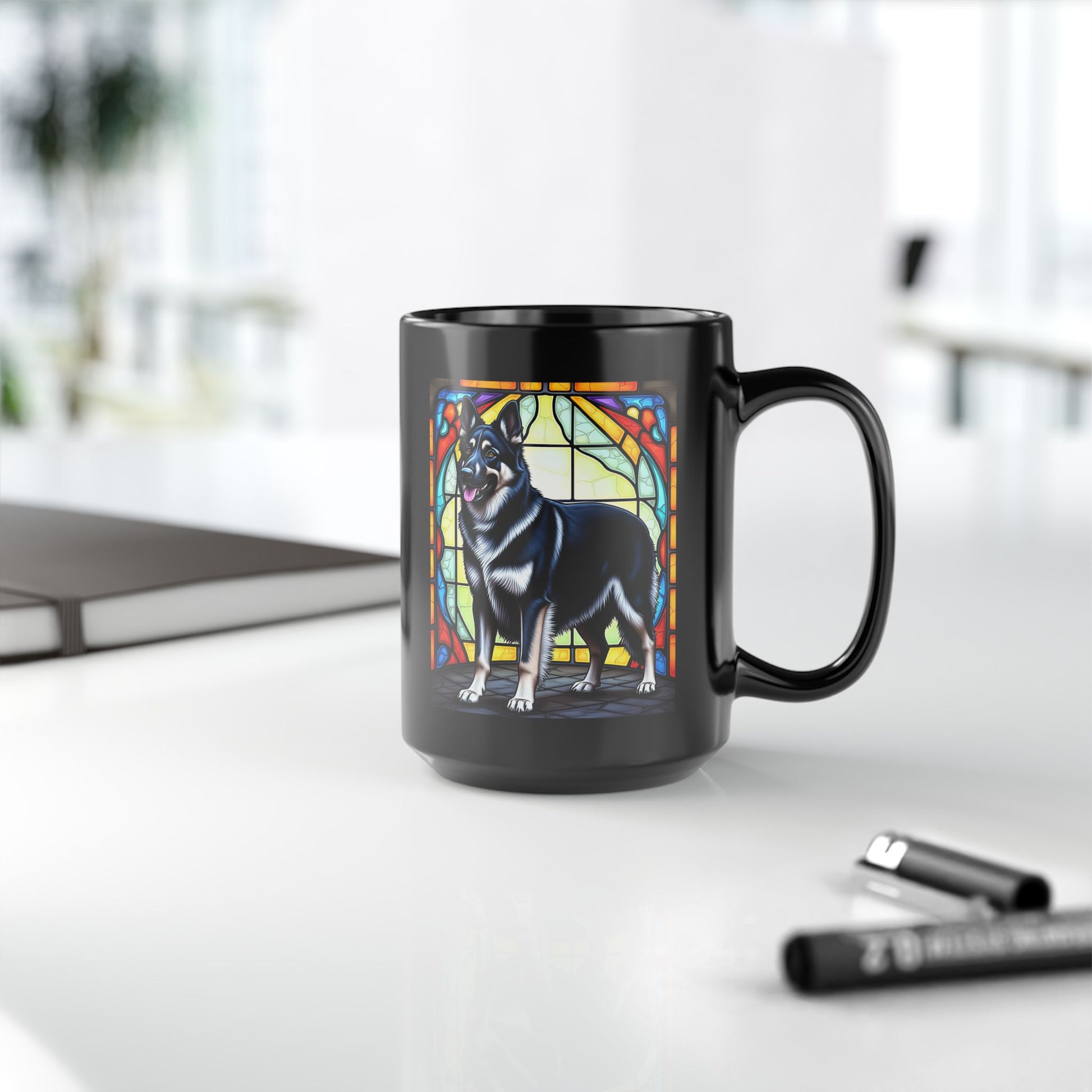 German Shepherd (Black & Silver Blanket) Personalized Mug, Pet Lover Mug, Dog Coffee Mug, Custom Name Mug, Dog Lover Gift, Dog-Themed Mug
