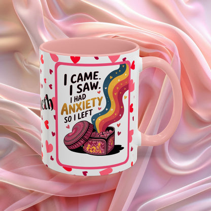 I Came I Saw Valentines mug with bold motivational message, empowering Valentine coffee cup design
