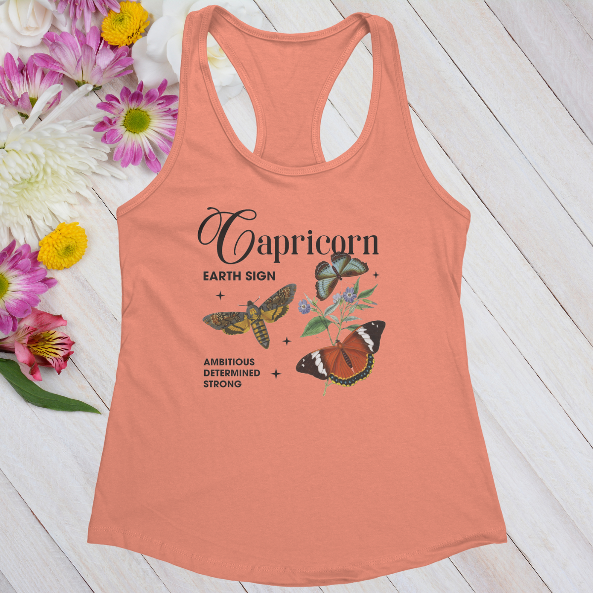 Capricorn Butterfly Zodiac Women's Racerback Tank